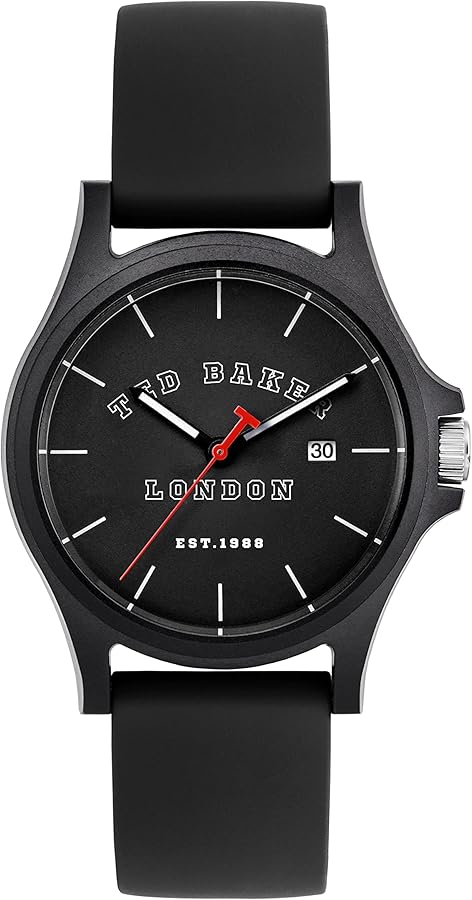 Ted Baker Gents Black Silicone Strap Watch (Model: BKPIRS3019I)