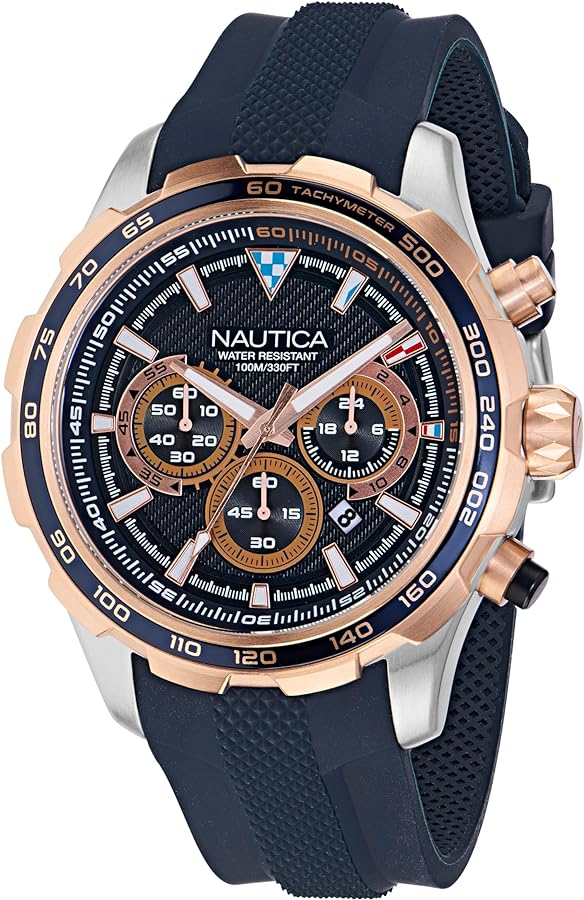 Nautica Men's NAPNSF304 NST Chrono Blue Silicone Strap Watch