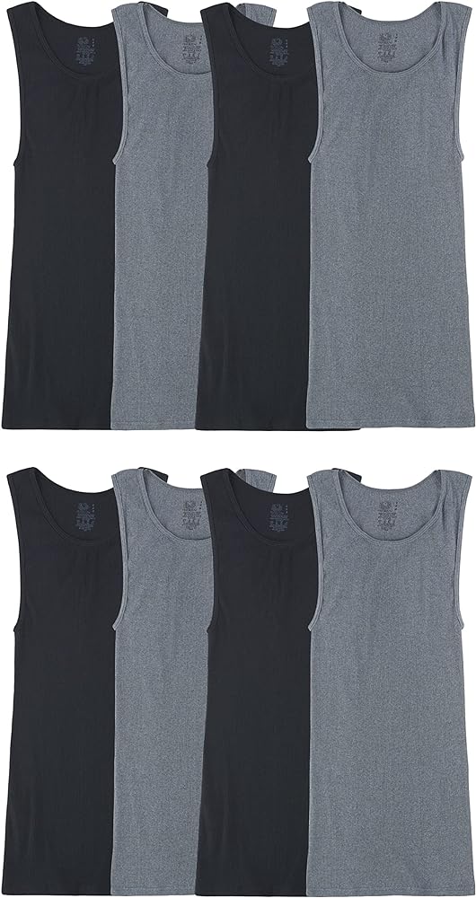 Fruit of the Loom Men's Sleeveless Tank A-Shirt, Tag Free & Moisture Wicking, Ribbed Stretch Fabric