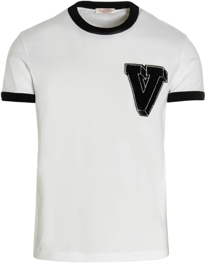 Valentino Garavani Men's White V Logo Short Sleeve Crew Neck T-Shirt