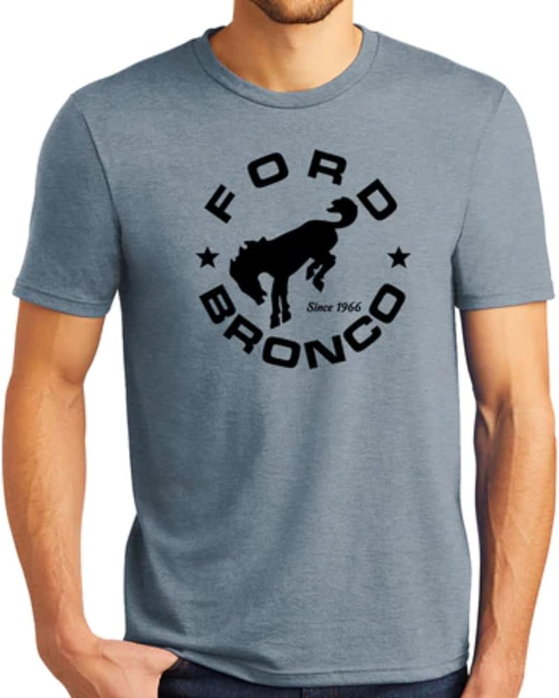 Ford Bronco Since 1966 Circle Logo T-Shirt/Supersoft Triblend Flint Blue Heather