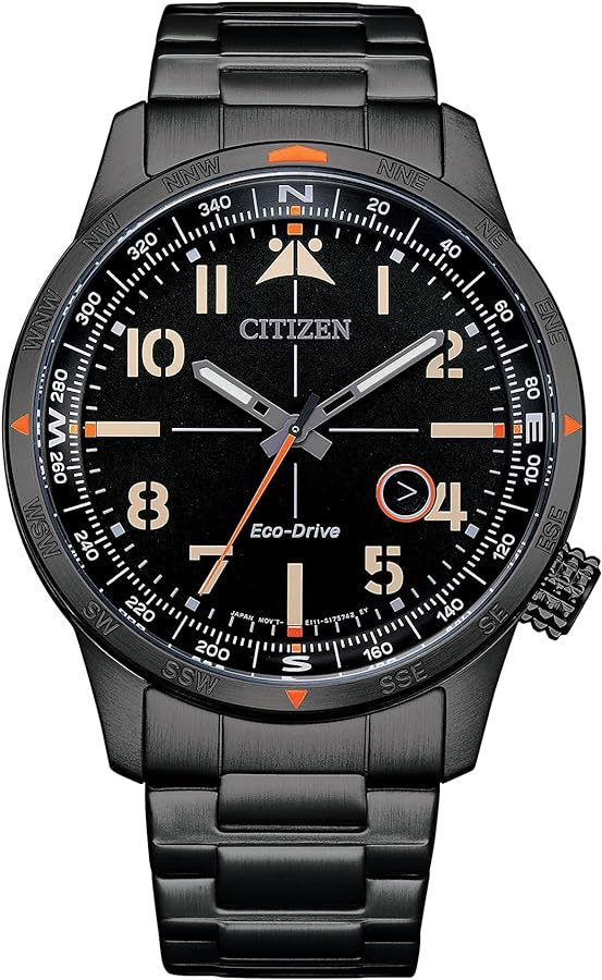 Citizen Men's Eco-Drive Weekender Avion Field Watch in Black IP Stainless Steel, Black Dial (Model: BM7555-59E)