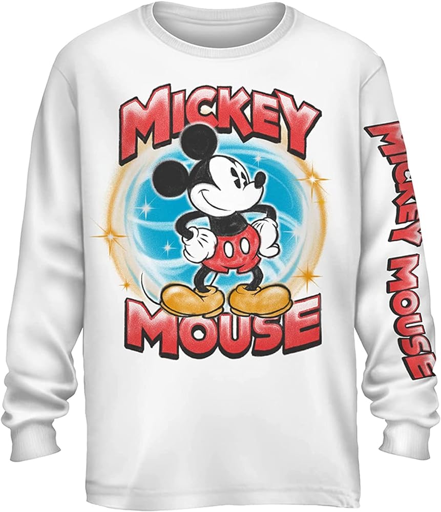 Disney Mens Mickey Mouse Shirt - Classic Mickey Mouse Tie Dye Tee Shirt - Mickey Graphic Long Sleeve T-Shirt