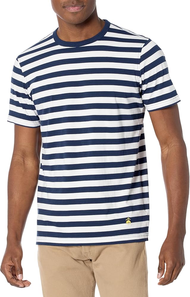 Brooks Brothers Men's Short Sleeve Stripe Crewneck Tee