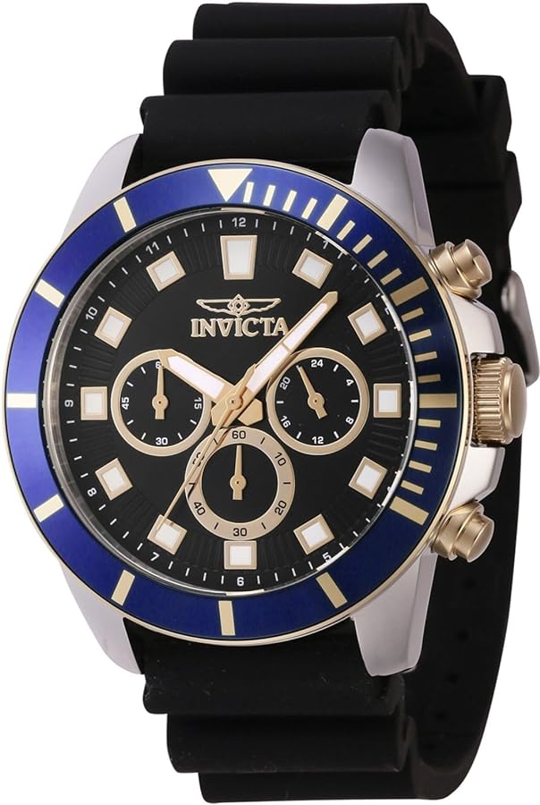 Invicta Men's Pro Diver 45mm Silicone Chronograph Quartz Watch, Black (Model: 46082)