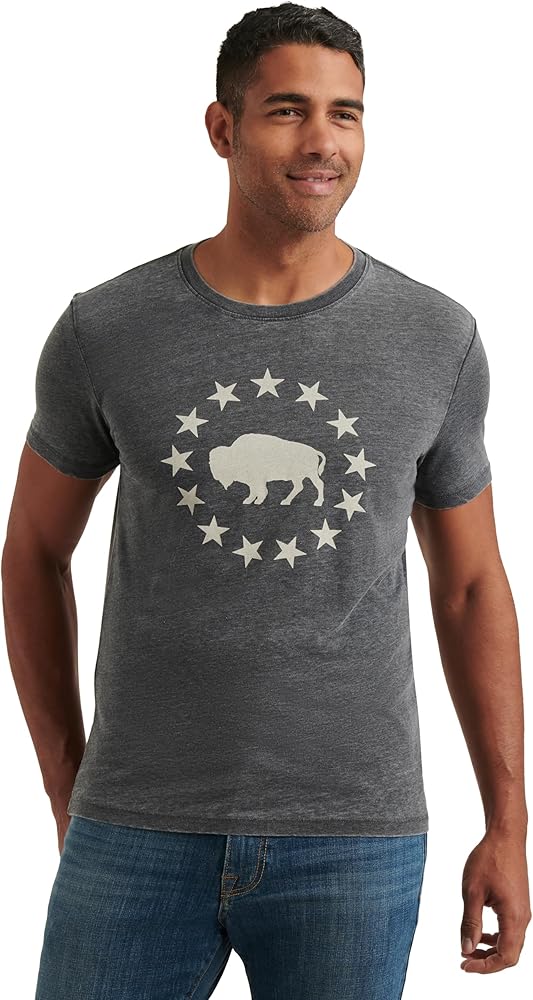 Lucky Brand Mens Short Sleeve Crew Neck Buffalo Tee Shirt