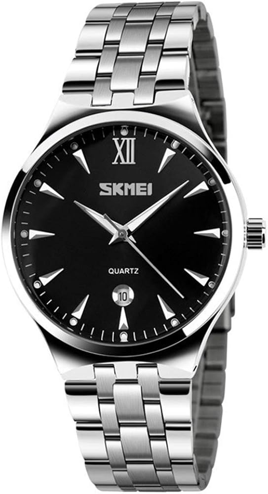 SKMEI Men's Brand Luminous Business Watch Waterproof Stainless Steel Band Date Display Quartz Wristwatch