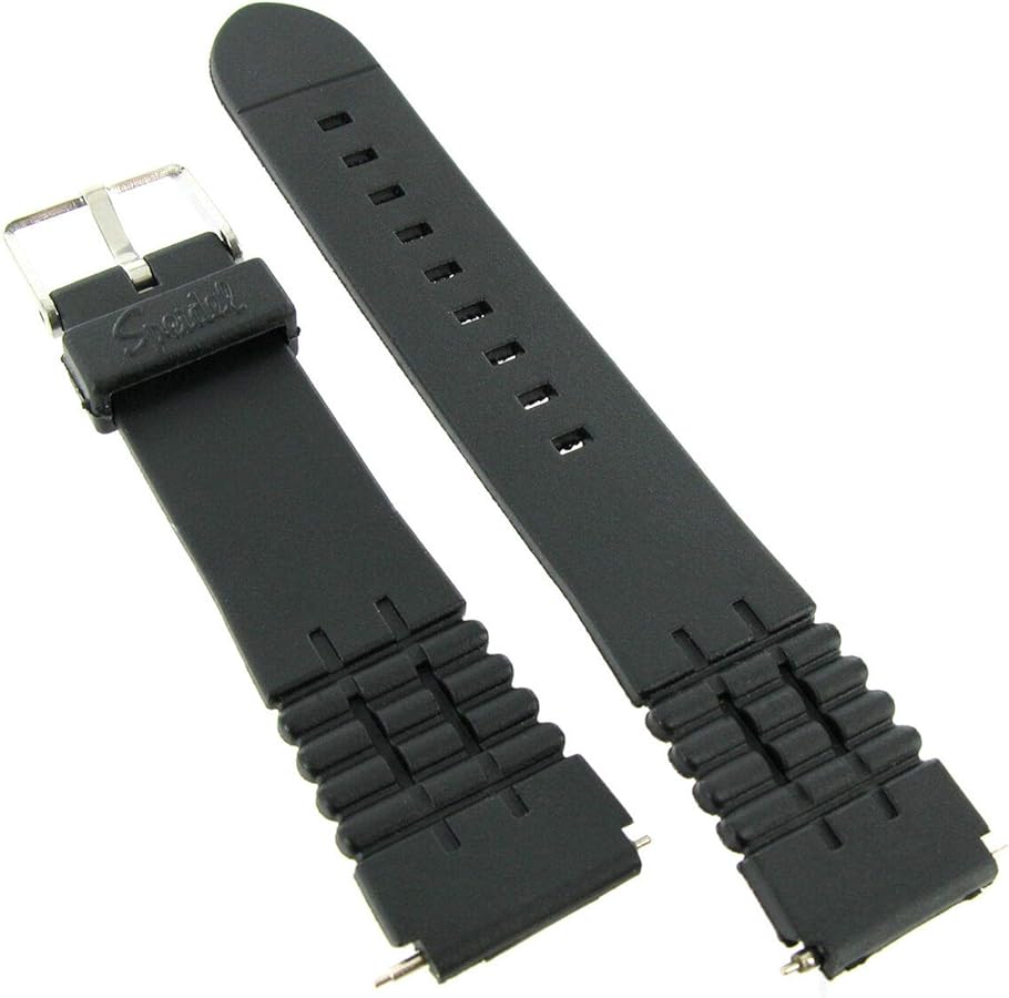 SPEIDEL Rubber Watch Band Fits Sport watches And CASIO - Color Black Size: 19mm Watch Band - BONUS - 2 extra Spring Bars included