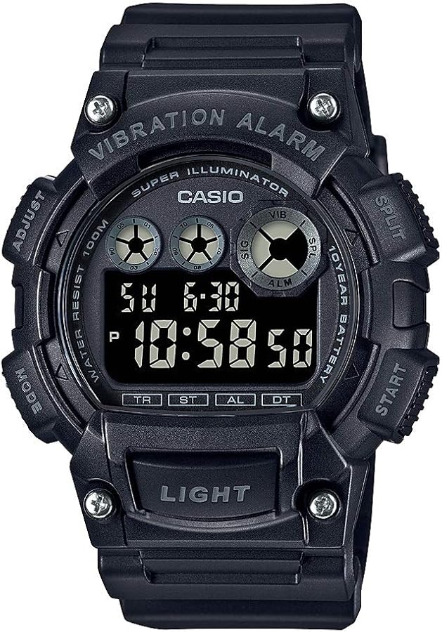 Casio Vibration Alarm Super Illuminator Stop Watch W735H-1BV