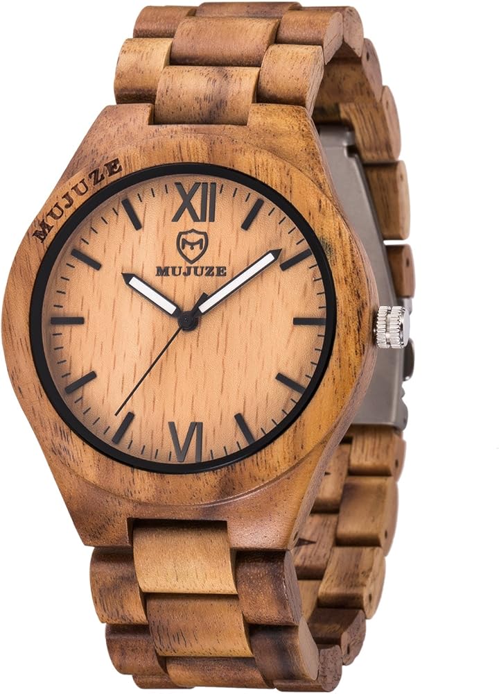 MUJUZE Wood Watch, Wooden Watch for Men, Handmade Lightweight Wooden Wrist Watches, Mens Wooden Watch, Wood Watch Gifts for Men