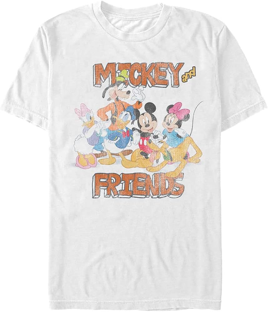 Disney Big & Tall Classic Mickey and Friends Men's Tops Short Sleeve Tee Shirt, White, 3X-Large