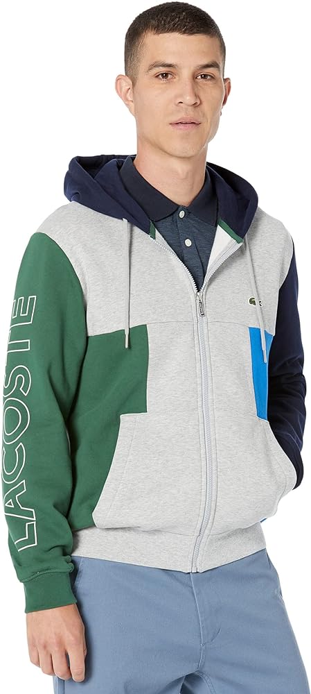 Lacoste Men's Long Sleeve Colorblock Hooded Full Zip Sweatshirt