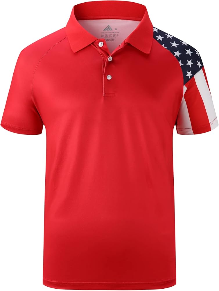 ZITY Men's Flag Golf Polo Shirts Short Sleeve Tactical Collared Shirt Men Outdoor Moisture Wicking Shirts