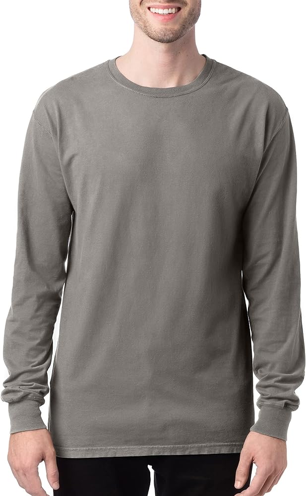 Hanes Originals Long Sleeve Garment Dyed T-Shirt, 100% Cotton Tees for Men