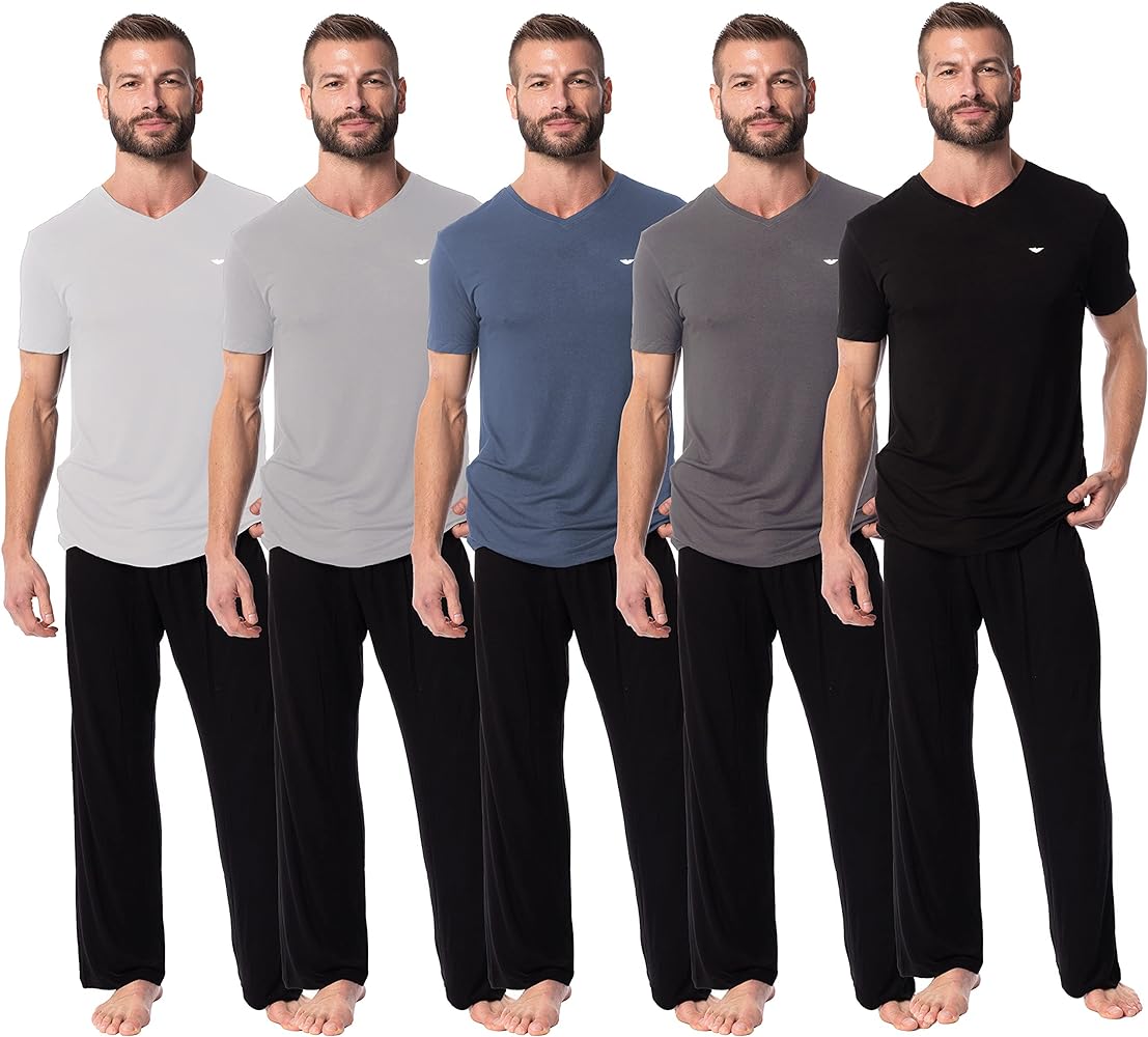 AMERICAN HEAVEN Men's V Neck T-Shirts | Ultra Soft Cotton Rayon Stretch Athletic T - 5 Pack