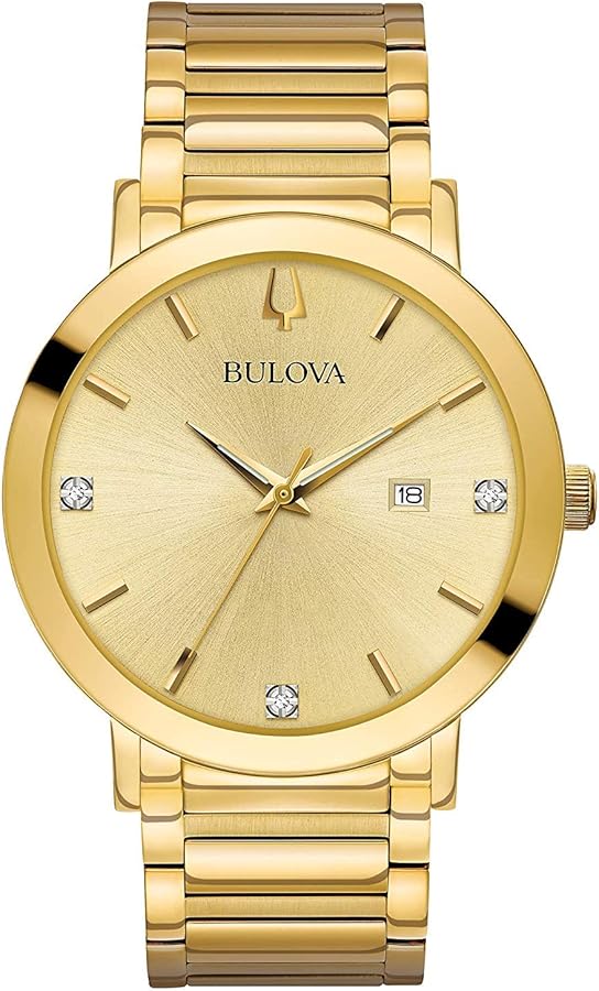 Bulova Men's 3-Hand Quartz Watch with Diamond Dial and Edge to Edge Crystal