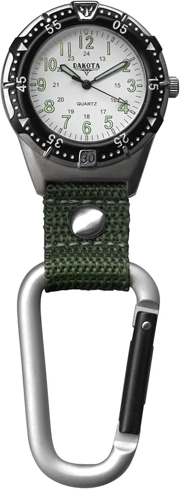 Dakota Backpacker Clip, Watch, Lightweight watch, Outdoor Gifts for Men and Women, Use for Fishing, Hunting, Golf and More, Tactical, Watch-Green