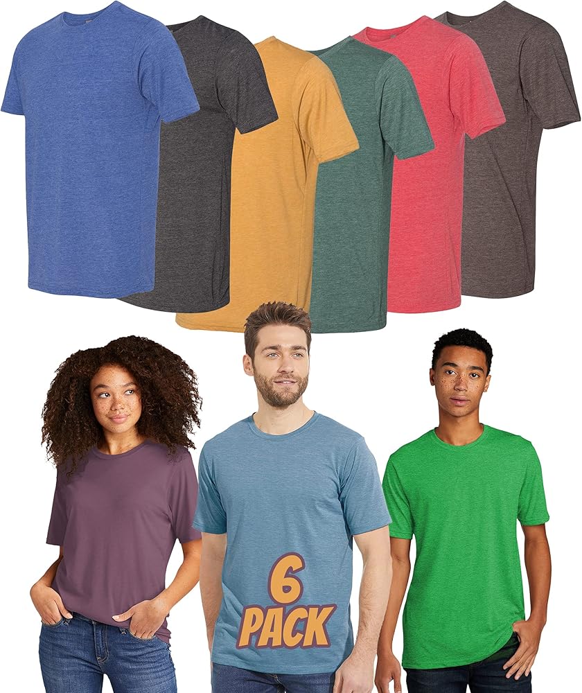 Next Level 6200 Multipack Men Bulk Bundle Polyester/Cotton T-Shirt 3 | 6 | 10 Pack - Short Sleeve Crewneck Tees for Adults