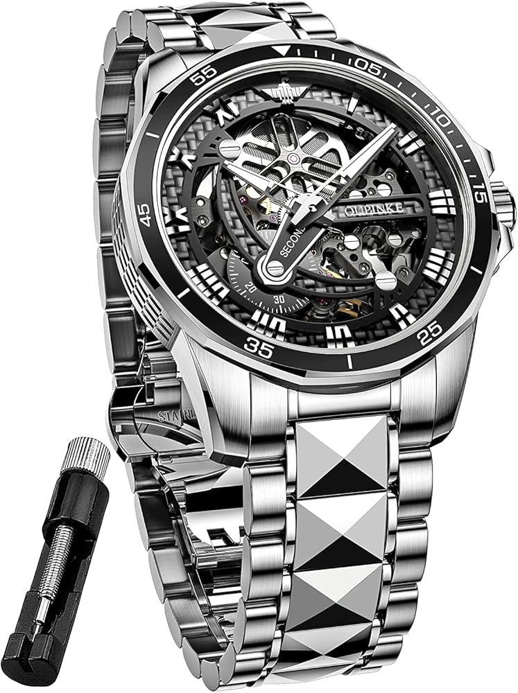 Skeleton Mens Watch Automatic Mechanical Self Winding Luxury Sapphire Crystal Tungsten Steel Waterproof Luminous Dress Wrist Watch