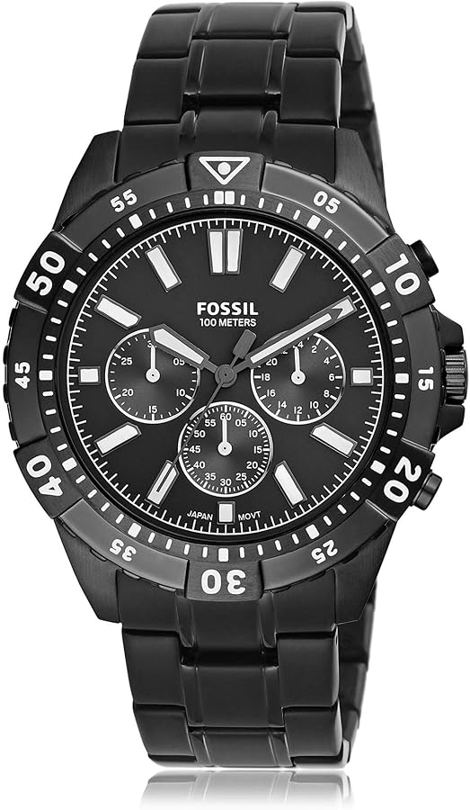 Fossil Men's Garrett Quartz Stainless Steel Chronograph Watch, Color: Black (Model: FS5773)