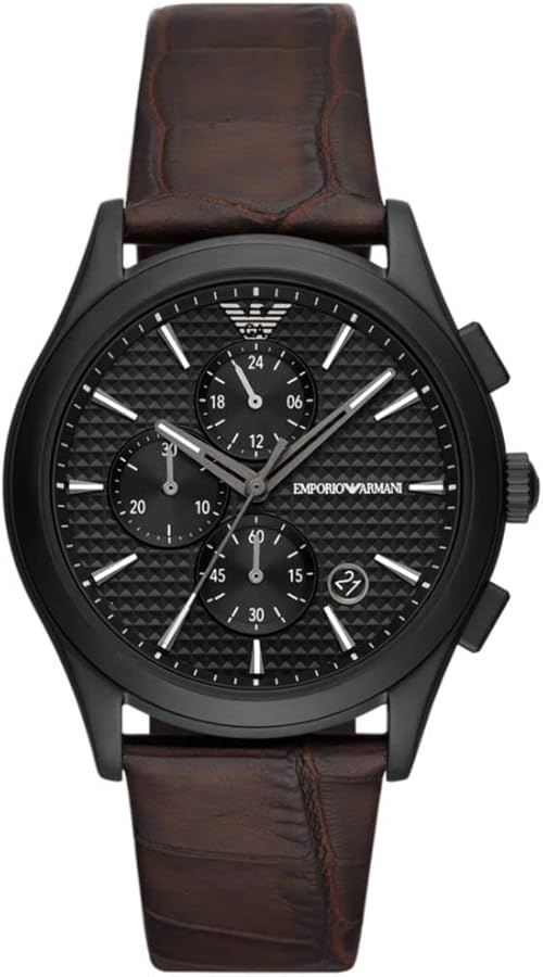 Emporio Armani Men's Stainless Steel Chronograph Dress Watch with Steel or Leather Band