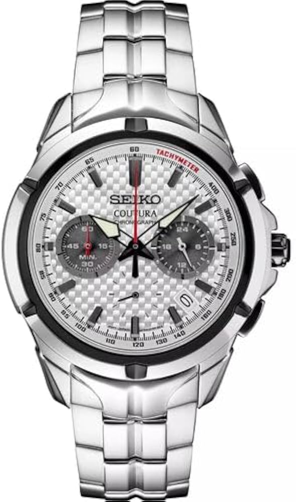 SEIKO Coutura Stainless Steel White Dial Chronograph Watch SSB433