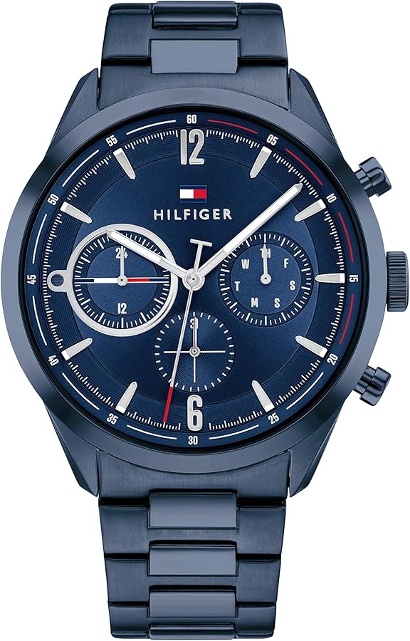 Tommy Hilfiger Analogue Multifunction Quartz Watch for Men with Blue Stainless Steel Bracelet