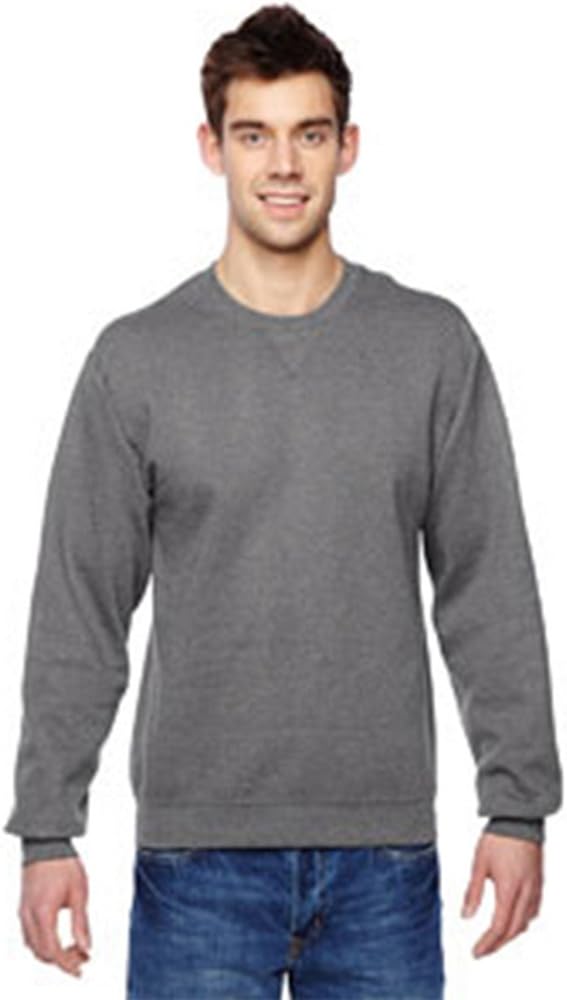 Fruit of the Loom mens 7.2 oz. Sofspun Crewneck Sweatshirt(SF72R)-CHARCOAL HEATHER-XL