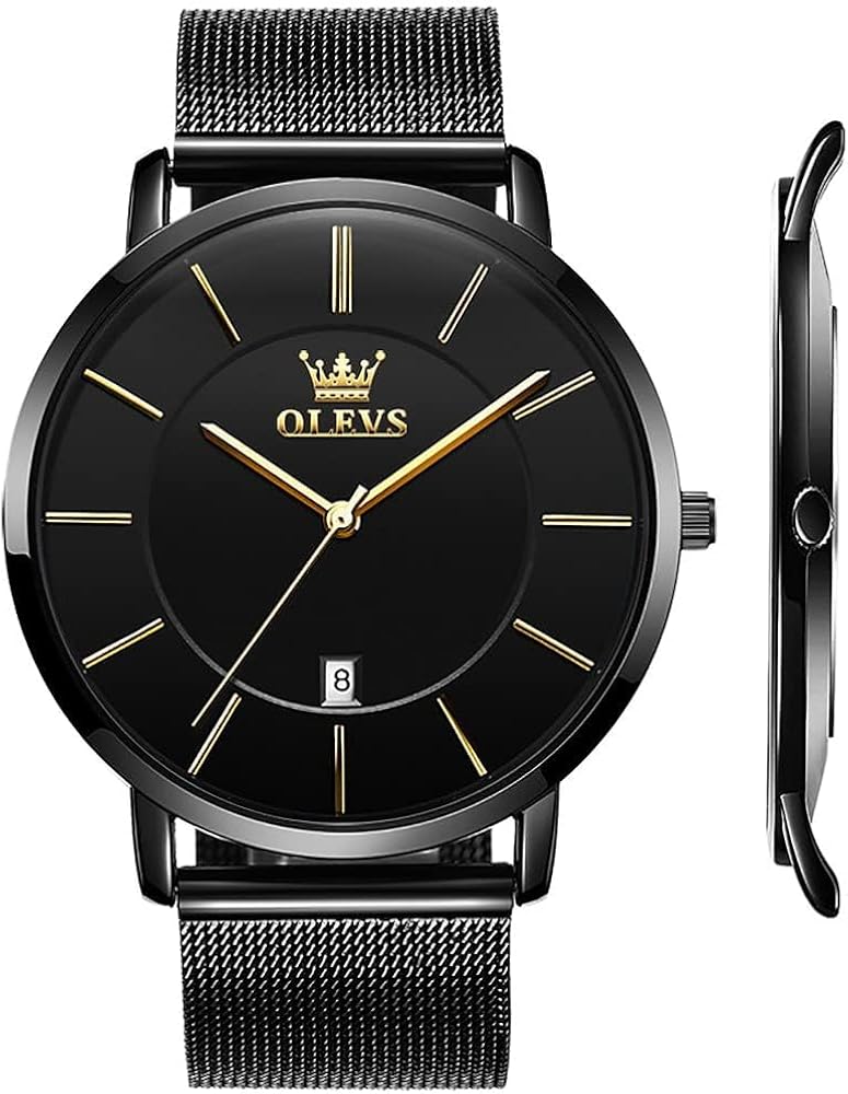 OLEVS Men Skeleton Watches Stainless Steel Analog Quartz Moon Phase Male Watch, Diamond Multi Calendar Chronograph Watch,Waterproof Wrist Watch for Men