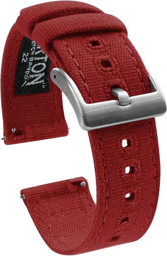 BARTON Canvas Quick Release Watch Band Straps - Choose Color & Width - 18mm, 19mm, 20mm, 21mm, 22mm, 23mm, or 24mm