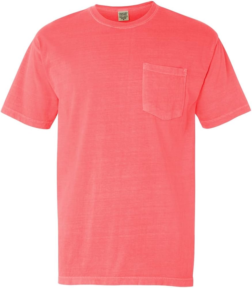 Comfort Colors 6.1 oz. Garment-Dyed Pocket T-Shirt, XL, NEON RED ORANGE