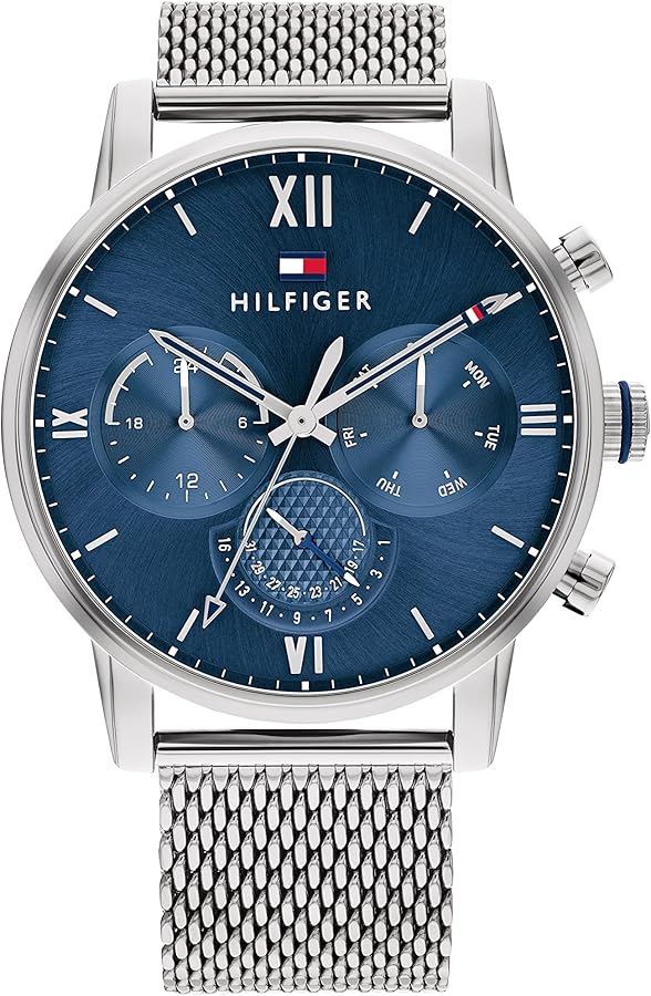 Tommy Hilfiger Men's Quartz Multifunction Stainless Steel and Mesh Bracelet Watch, Color: Silver (Model: 1791881)