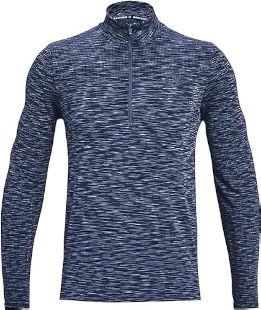 Under Armour Men's UA Seamless 1/2 Zip Long Sleeve Top Shirt (US, Alpha, XX-Large, Regular, Regular, Midnight Navy/White - 410)