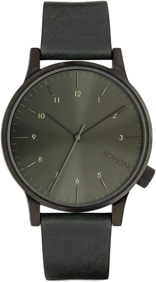 Komono KOM-W2257 Men's Winston Regal Green Leather Band with Green Dial Watch