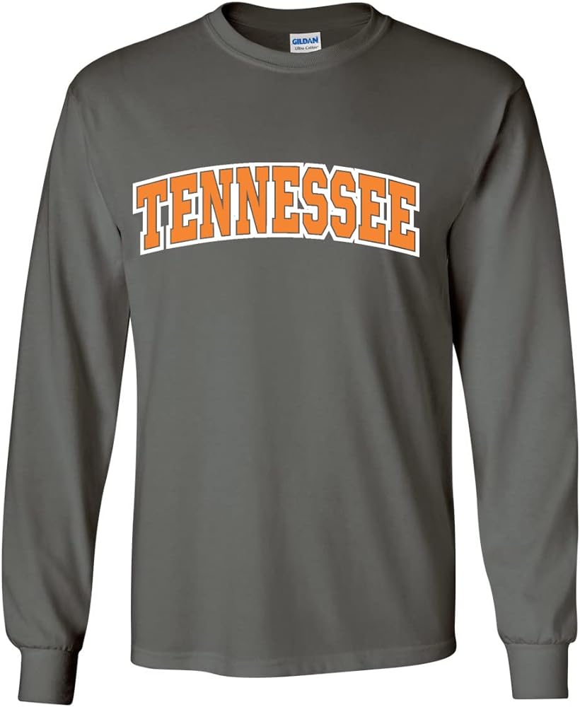 Mens Tennessee Tshirt Tennessee Orange and White Football Sports TN Team Color Long Sleeve T-Shirt Graphic Tee