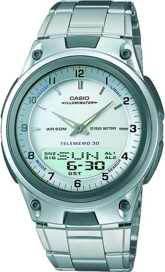 Casio Men's AW80D-7A Sports Chronograph Alarm 10-Year Battery Databank Watch, Silver