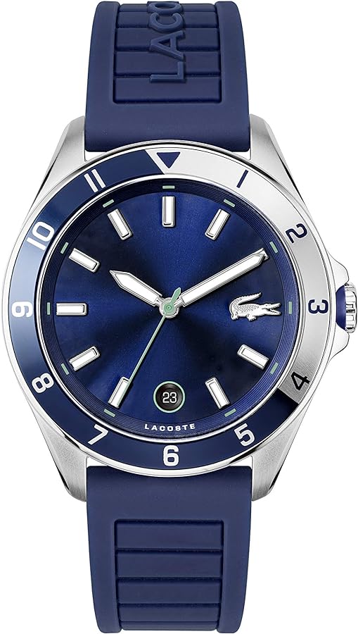 Lacoste TIEBREAKER Men's Quartz Stainless Steel and Silicone Strap Casual Watch, Color: Blue (Model: 2011125)