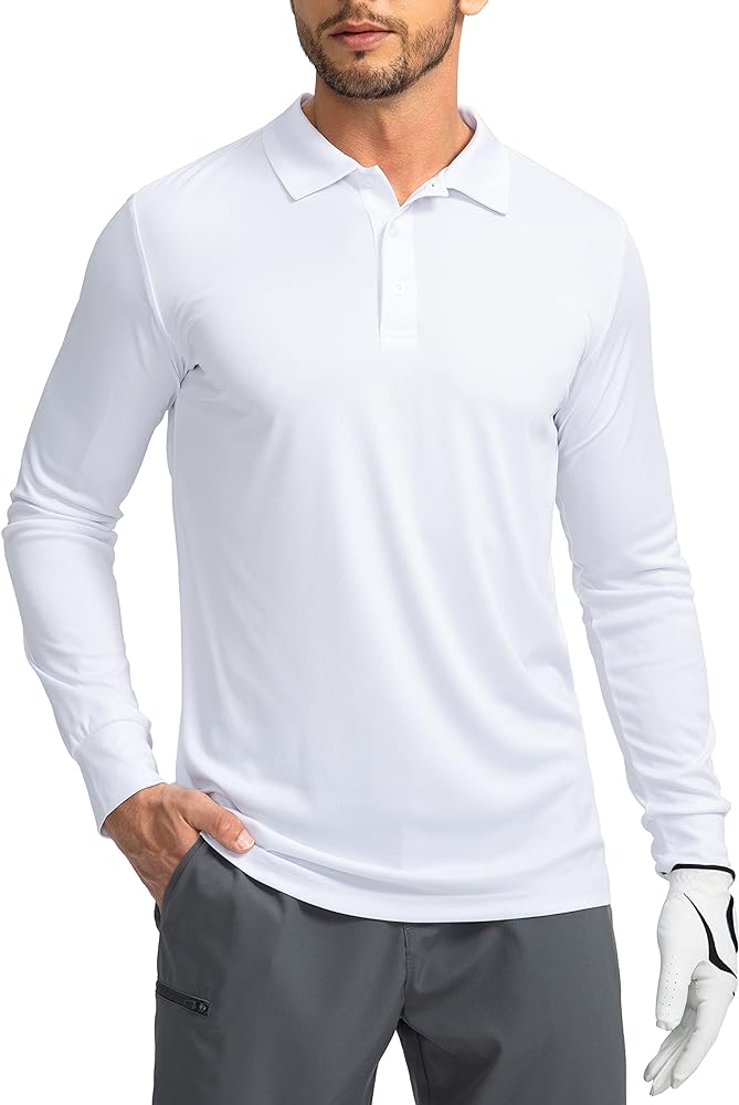 Men's Polo Shirt Long Sleeve Golf Shirts Lightweight UPF 50+ Sun Protection Cool Shirts for Men Work Fishing Outdoor