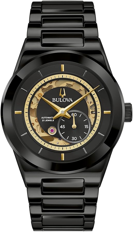 Bulova Men's Modern Millenia 3-Hand Automatic Ceramic Watch, Open Aperture, Edge-to-Edge Crystal