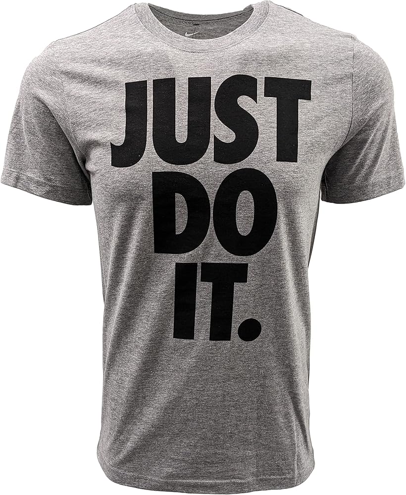 Nike Mens Just Do It Big Logo T-Shirt (XX-Large, Grey Heather/Black)