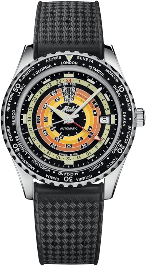 MIDO Ocean Star Decompression Worldtimer - Swiss Automatic Watch for Men - Black Dial - Case 40.5mm - M0268291705100