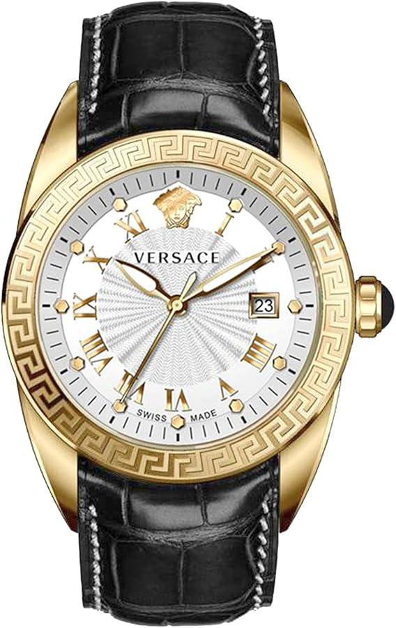 Versace Men's VFE130015 V-SPORT Gold-Tone Stainless Steel Watch With Black Leather Band