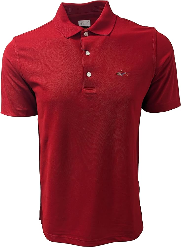 Greg Norman Men's Technical Performance Polyester Play Dry Polo Shirt (Small, British-Red (BTRD))