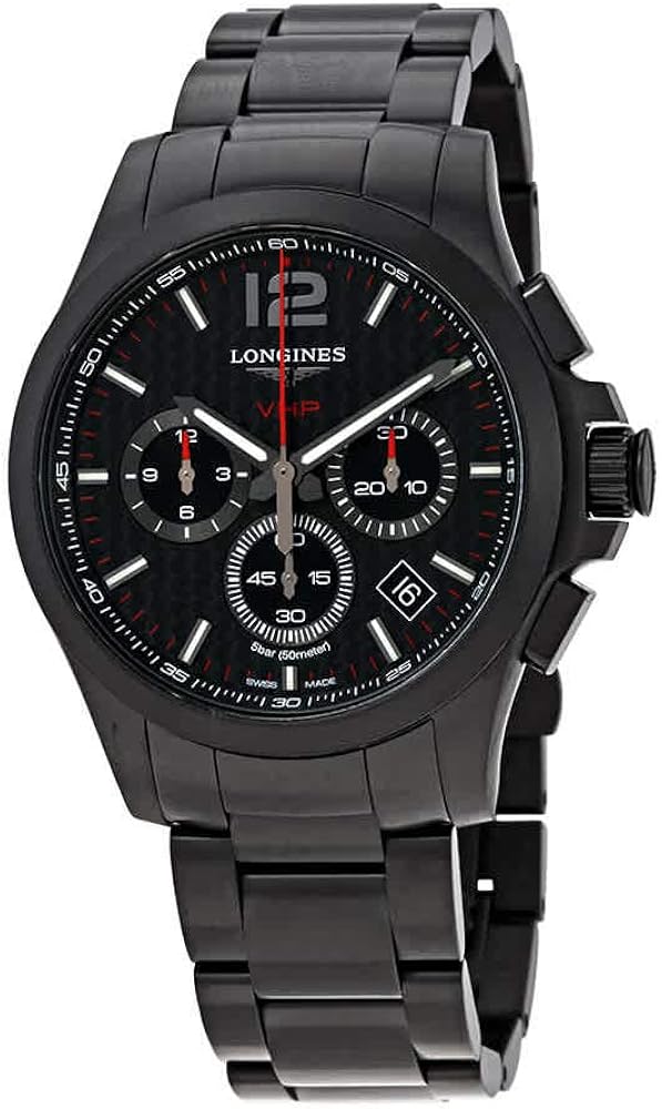 Longines Conquest V.H.P. Perpetual Chronograph Black Carbon Dial Men's Watch L37172666