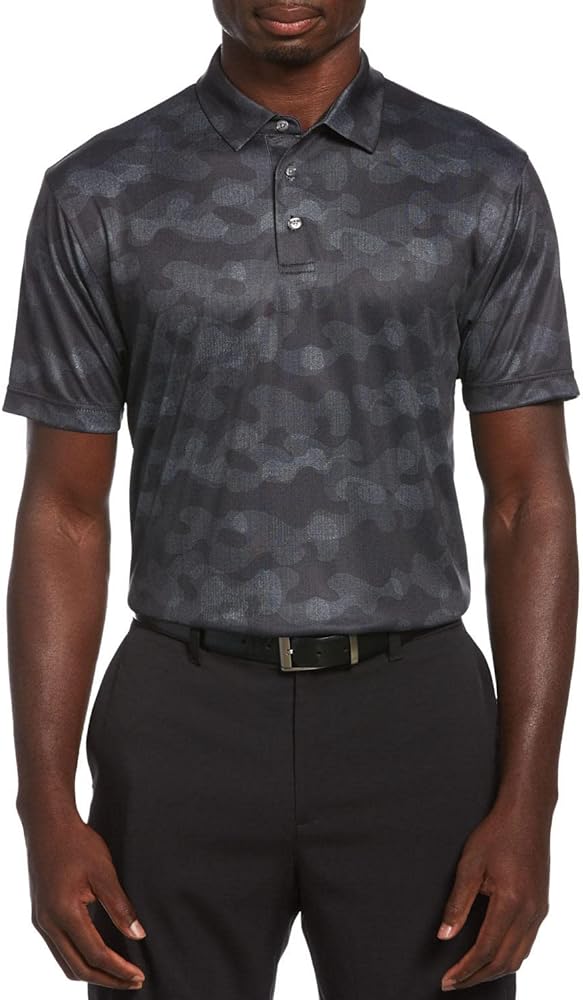 PGA TOUR Golf Polo | Mens Summer Shirt | Mens Collared Shirts Short Sleeve - Caviar Large