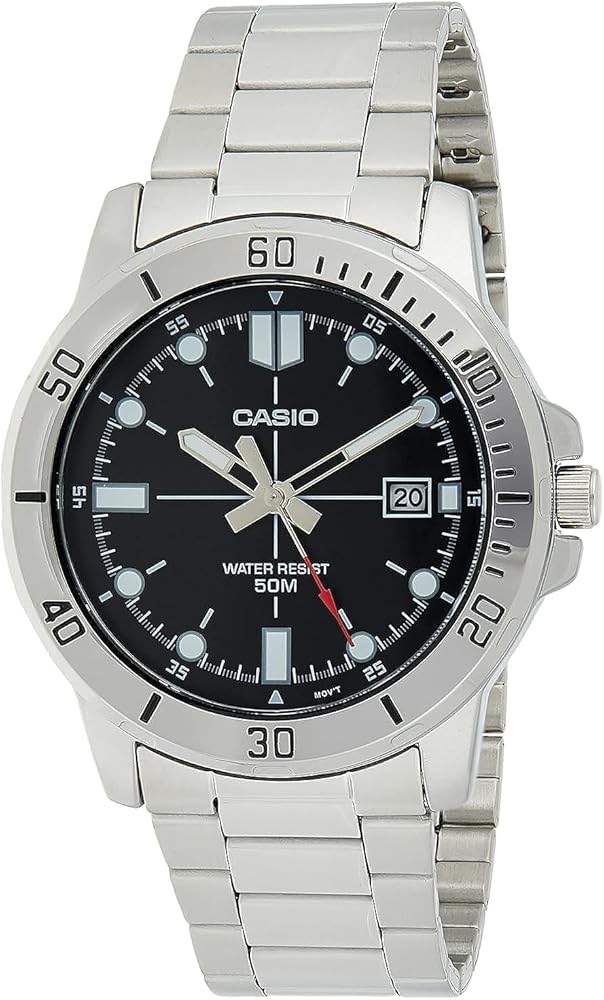 Casio MTP-VD01D-1EV Men's Enticer Stainless Steel Black Dial Casual Analog Sporty Watch