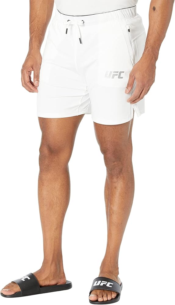 UFC Men’s Elastic Waist Shorts without Brief – Stretchable Polyester – Drawstring Closure – Zippered Pocket