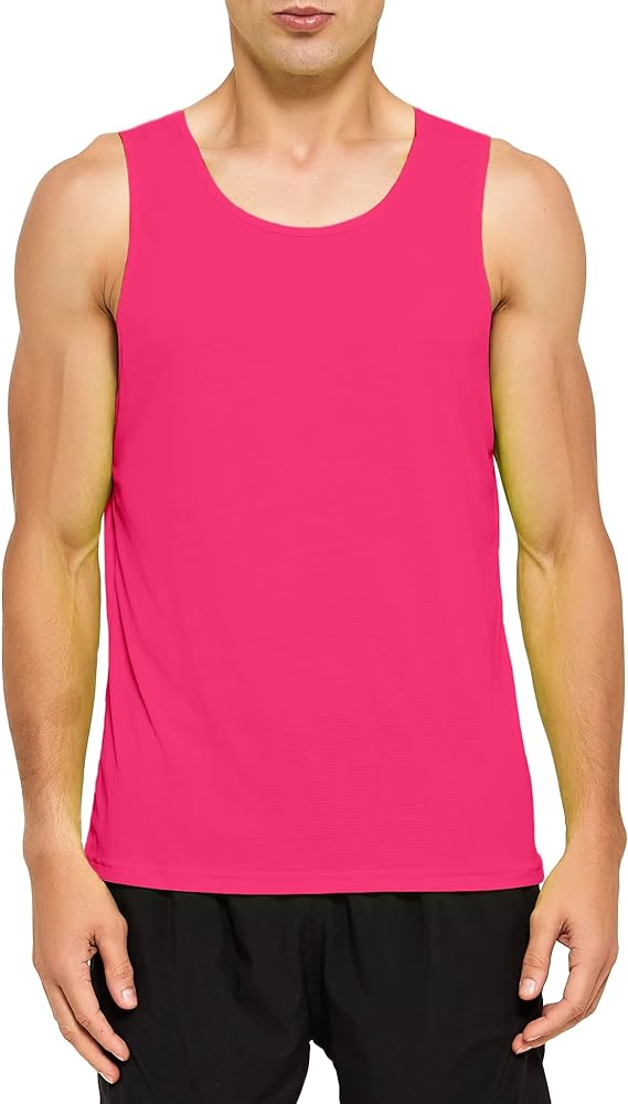 DEMOZU Men's Neon Running Athletic Tank Top Quick Dry Workout Gym Marathon Swim Tank Top