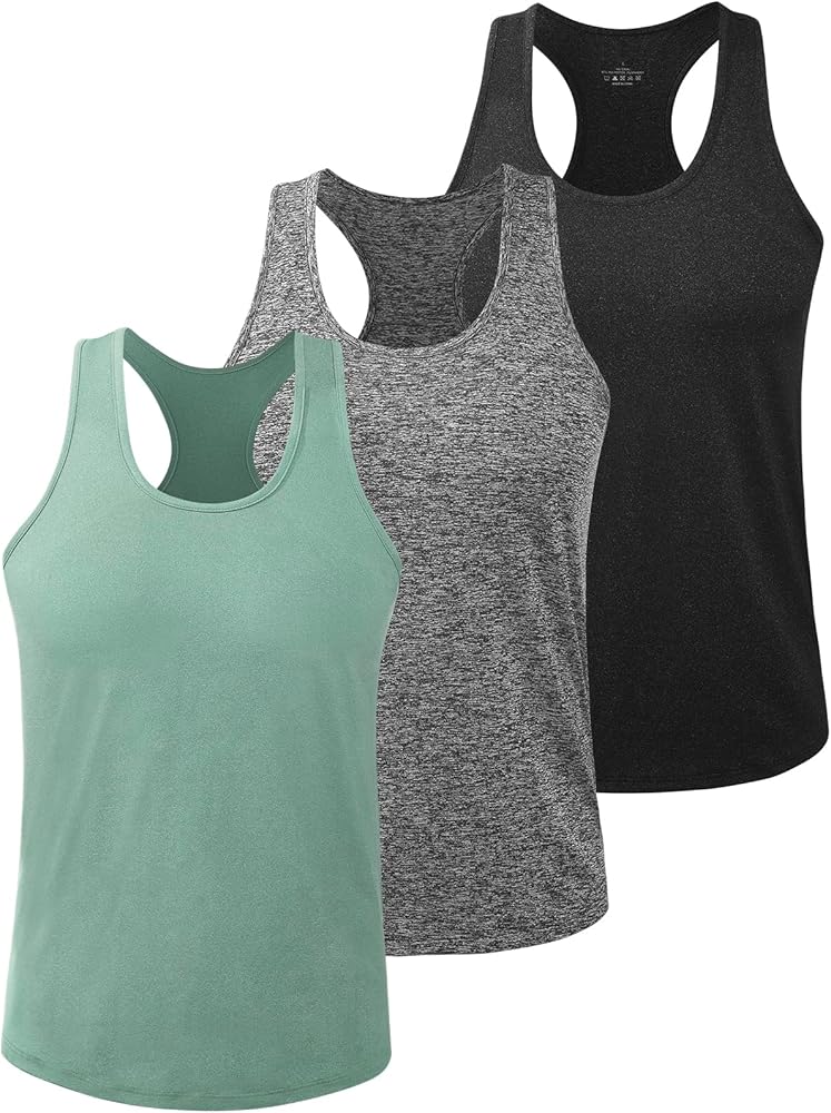 Mens 3 Pack Y-Back Workout Tank Tops Quick Dry Running Tank Gym Muscle Sleeveless T Shirts