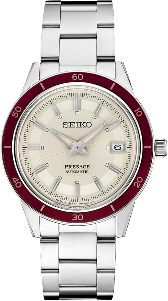 SEIKO SRPH93 Automatic Watch for Men - Presage Collection - Ivory Sunray-Finish Dial, Vintage 1960s Watch Inspiration - 50M Water Resistant